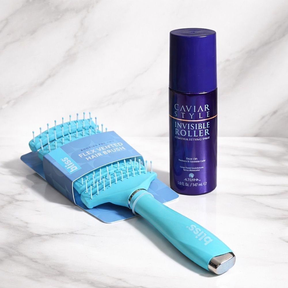 Alterna Caviar Invisible Roller Spray + Bliss Flex Vented Brush NWT Blowout Set
